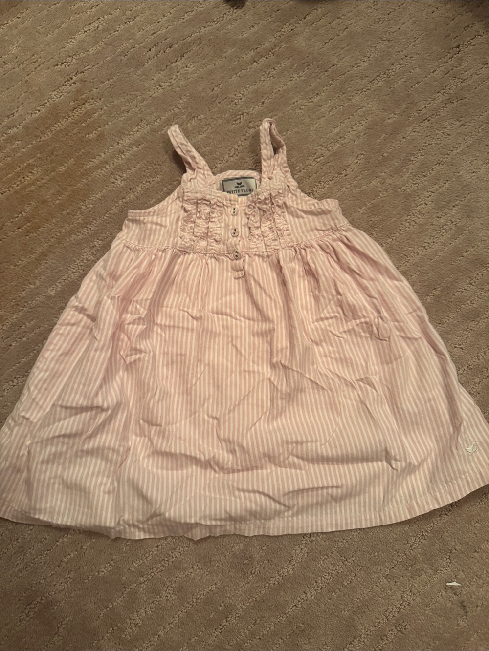 Petite Plume Light Pink Striped Cotton nightgown for Girls